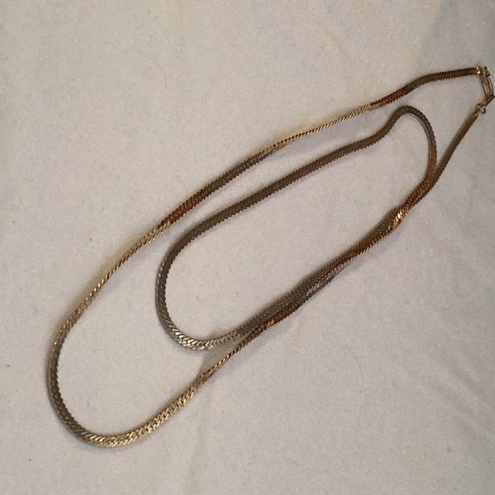 28” Long Gold Tone Snake Chain Necklace